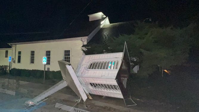 Steeple blown off church in Steens, Mississippi, on Tuesday, Nov. 19, 2022.