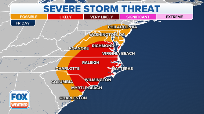 East Coast tornado threat