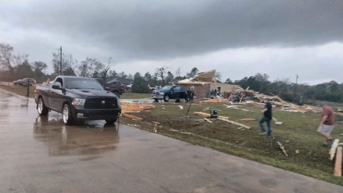 Tornado damage in northeast Texas