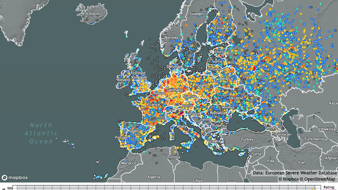 Tornado distribution map for Europe