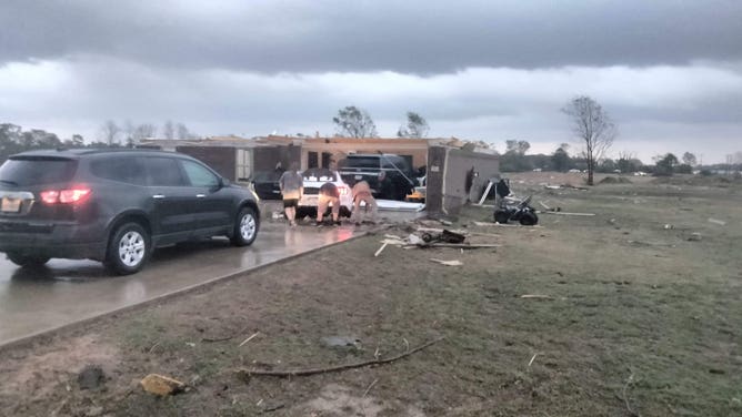 Tornado damage in northeast Texas