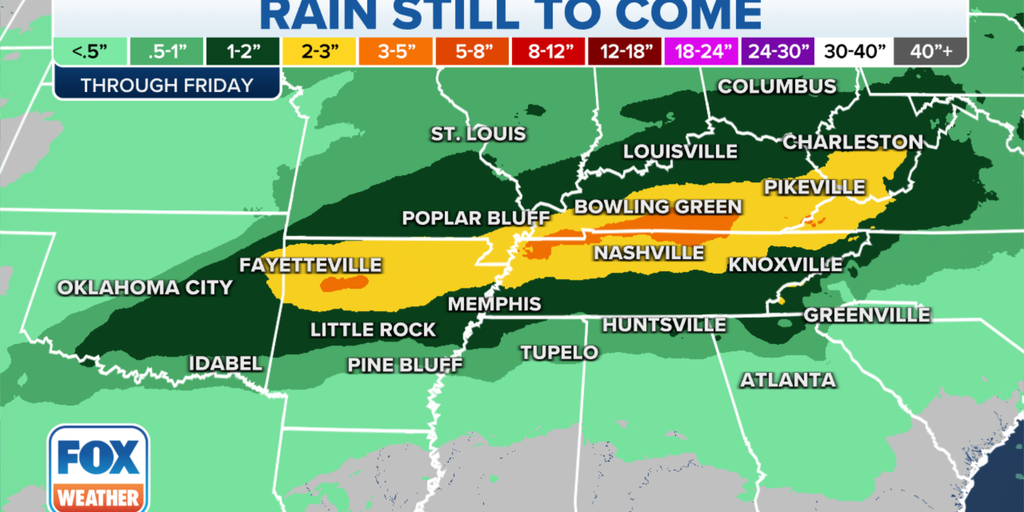 Southern soaker poses multiday flash flood threat from Oklahoma to Tennessee to Kentucky - Fox Weather