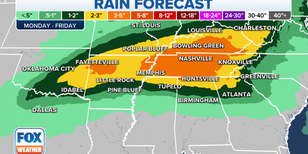 Southern soaker poses multiday flash flood threat from eastern Oklahoma to Tennessee to Kentucky - Fox Weather