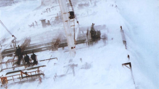 Rogue wave sequence showing 60-foot plus wave hitting tanker headed south from Valdez, Alaska, in 1993.