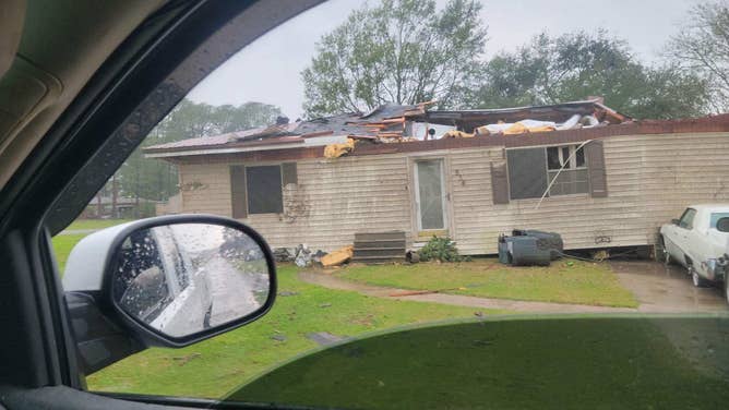 Damaged home after tornado ripped through New Iberia, Louisiana.