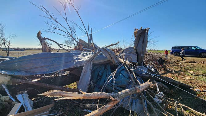 Tornado damage in Wayne, OK on December 13, 2022.