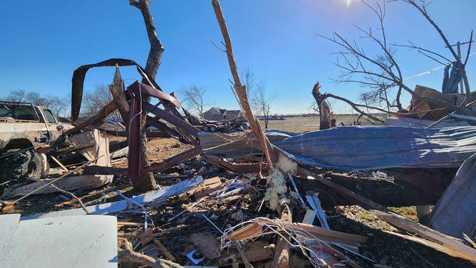 Tornado damage in Wayne, OK on December 13, 2022.