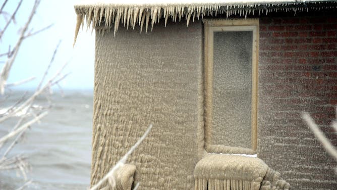 Ice covers the Lake Erie shoreline on December 24, 2022 in Hamburg, New York. The Buffalo suburb and surrounding area was hit hard by the winter storm Elliott with wind gusts over 70 miles per hour battering homes and businesses through out the holiday weekend. (Photo by John Normile/Getty Images)