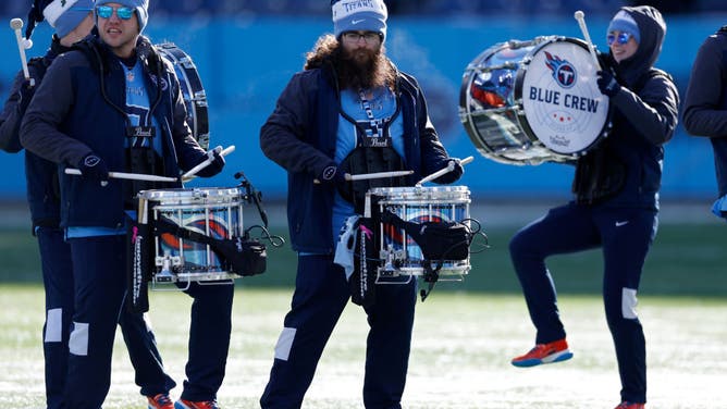 The Blue Crew Drumline warms up prior to the game between the Houston Texans and the Tennessee Titans at Nissan Stadium on December 24, 2022 in Nashville, Tennessee. (Photo by Wesley Hitt/Getty Images)