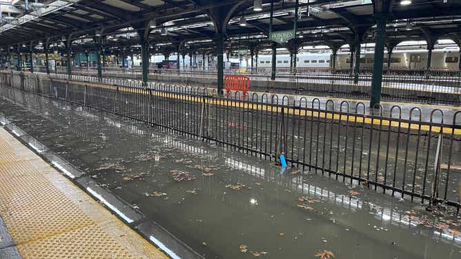 Flooding at the NJ Transit Hoboken station on December 23, 2022 from a winter storm.