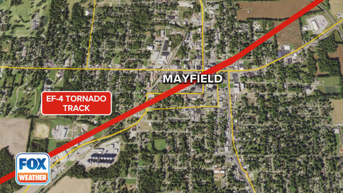 Mayfield Tornado 1 Year Anniversary A Look Back At The Deadliest   Mayfield Tornado Track Hi Res Map 