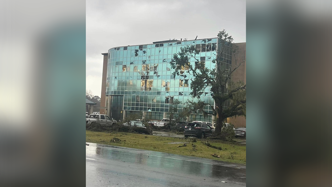 An image showing significant to the New Iberia Medical Center after a violent tornado on Wednesday, December 14, 2022.