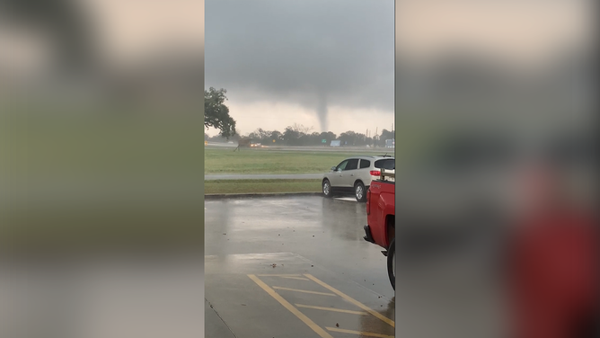 A photo showing a likely tornado moving through the community of New Iberia, Louisiana, on Wednesday afternoon.