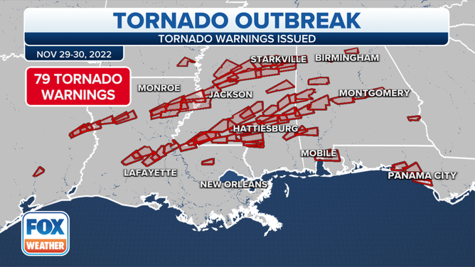 Map of Tornado Warnings