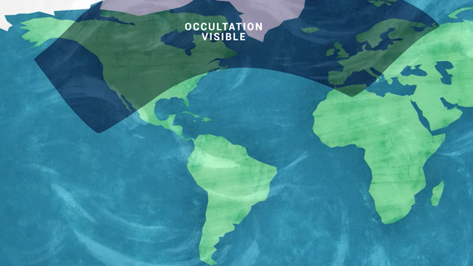 NASA lunar occultation viewing map.