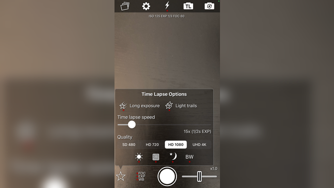 NightCap app camera settings for astrophotography. 