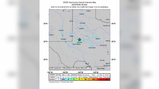 USGS earthquake tremor map