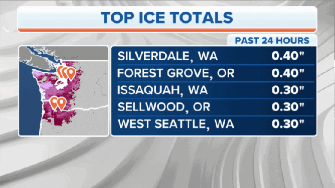 Seattle area ice totals