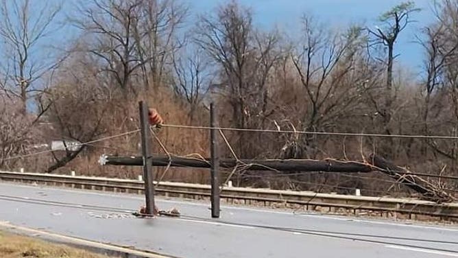 Damage along Hwy 20 in Decatur, Alabama on January 12, 2023.