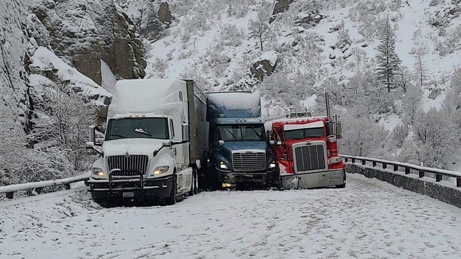 An accident on I-70 West in Glenwood Canyon on January 17, 2023.