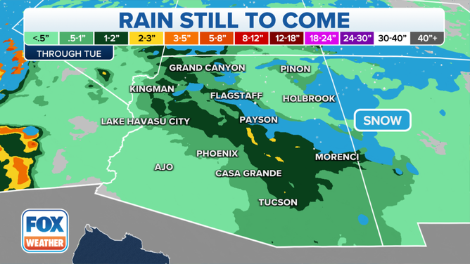 Arizona rain forecast through Tuesday, Jan. 17, 2023.