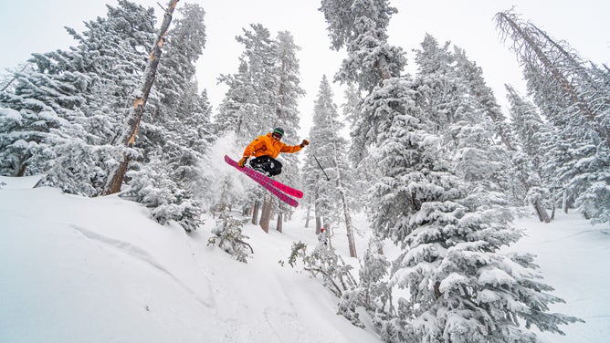 A skier at Arizona Snowbowl.