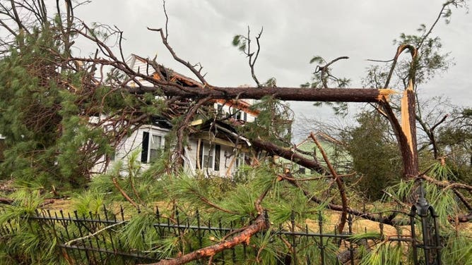 Storm damage near downtown Selma, Alabama on January 12, 2023.