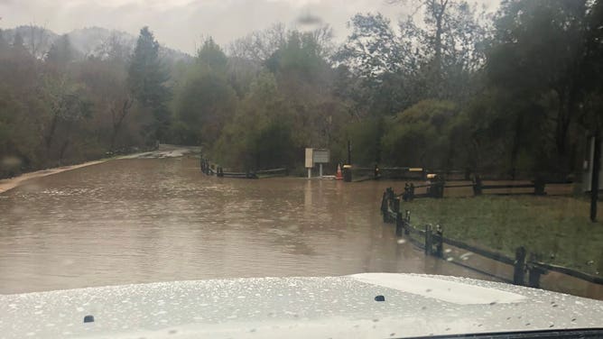 Hwy 9 closed at Highlands Park, as San Lorenzo River at Henry Cowell in Felton is rising. 