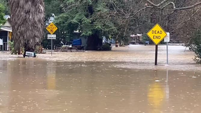 Flooded community of Felton Grove in Santa Cruz County, California.