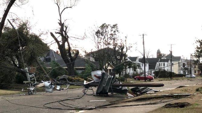 Storm damage on January 12, 2023, in Selma, Alabama.