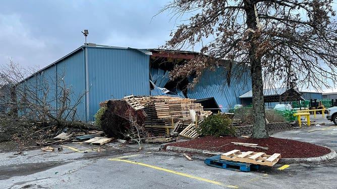 Storm damage in Butts County, Georgia following a severe weather outbreak on Jan. 12, 2023. (Image credit: WAGA @BrookeZaunerTV)