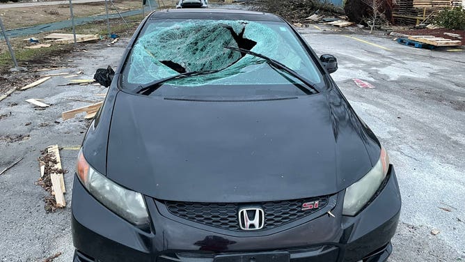 Storm damage in Butts County, Georgia following a severe weather outbreak on Jan. 12, 2023. (Image credit: WAGA @BrookeZaunerTV)