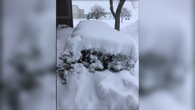 At least 8 inches of snow had fallen in North Platte, Nebraska by 9 a.m. CT on January 18, 2023.