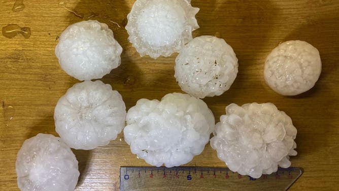 Hail stones impact central France