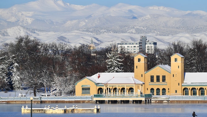 A spring snow-covered landscape in Denver