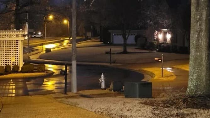 Ice is seen coating streets in Collierville, Tennessee.