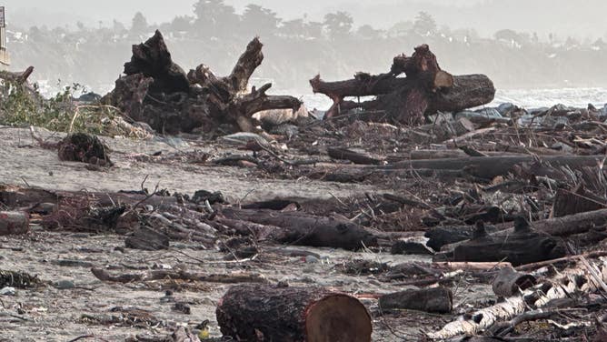 Storm damage and flooding in Capitola Beach, California on Tuesday, Jan. 10, 2023. (Image: Robert Ray/FOX Weather)