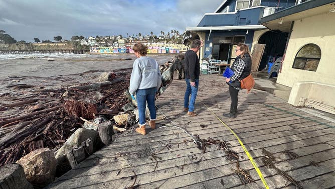 Storm damage and flooding in Capitola Beach, California on Tuesday, Jan. 10, 2023. (Image: Robert Ray/FOX Weather)