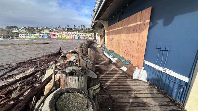 Storm damage and flooding in Capitola Beach, California on Tuesday, Jan. 10, 2023. (Image: Robert Ray/FOX Weather)