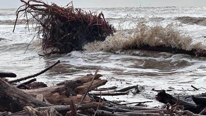 Storm damage and flooding in Capitola Beach, California on Tuesday, Jan. 10, 2023. (Image: Robert Ray/FOX Weather)