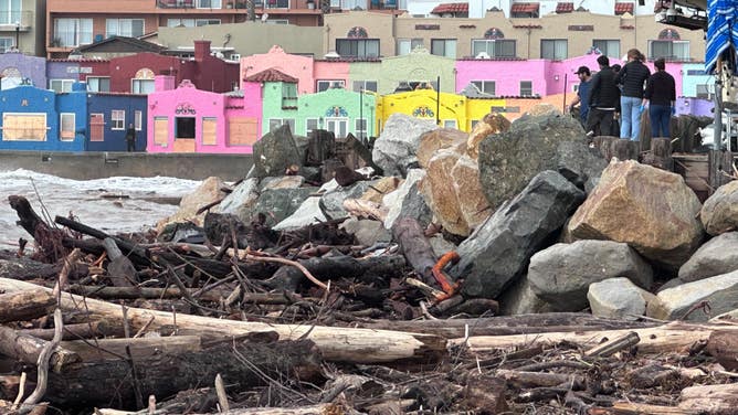 Storm damage and flooding in Capitola Beach, California on Tuesday, Jan. 10, 2023.