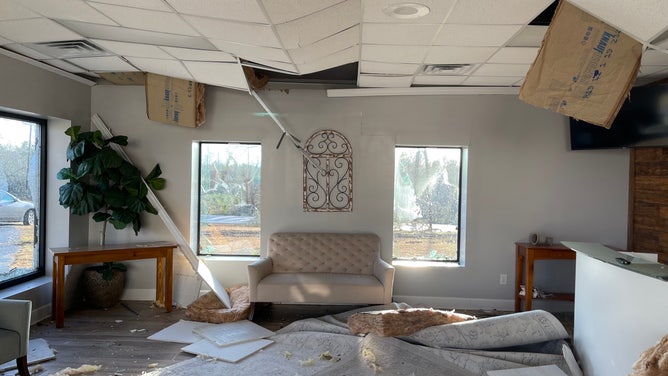 Damage at Wadsworth Baptist Church in Deatsville, Alabama, after a tornado on January 12, 2023.