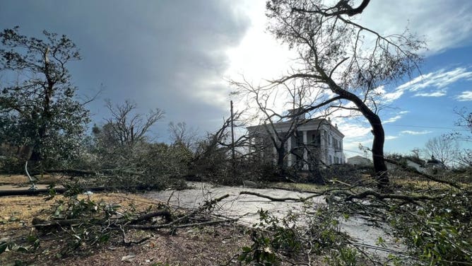 Storm damage near downtown Selma, Alabama on January 12, 2023.