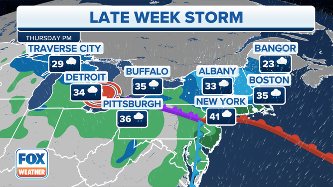The winter storm forecast on Thursday.