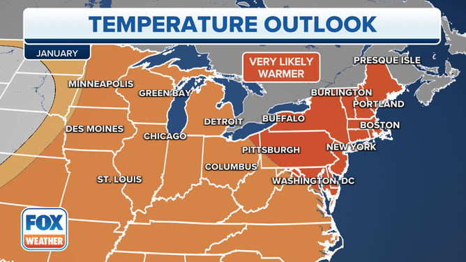 NOAA's January forecast predicts higher-than-average temperatures.