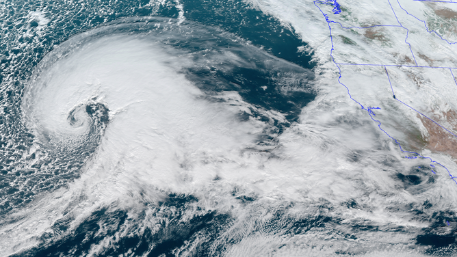 Satellite images show 'bomb cyclone' churning off California coast