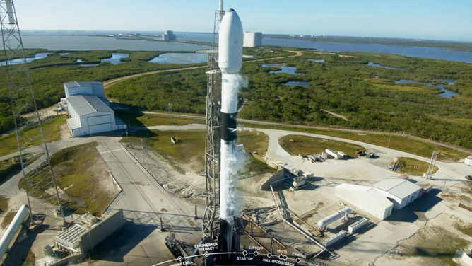 A SpaceX Falcon 9 rocket ready to liftoff from Florida with 114 satellites part of the ride-sharing Transporter 6 mission on Jan. 3, 2023. (Image: SpaceX)