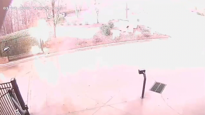 Lightning strike at JR Motorsports in Mooresville, NC on January 4, 2023.