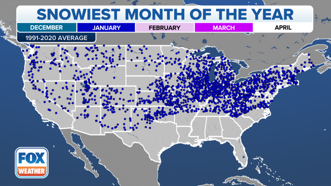 January is the snowiest month for these locations