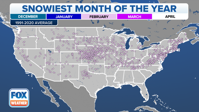 February is the snowiest month for these locations